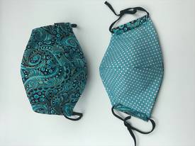 Gorgeous Turquoise and Gold Paisley Like Pattern - Reversible Limited Edition Face Mask